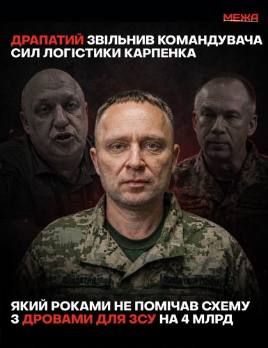 Михайло Драпатий та генерал Володимир Карпенко — звільнення Карпенка з Сил логістики